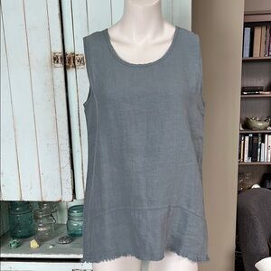 Faded Teal M Linen Tank